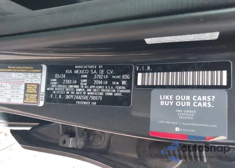 2024 Kia Forte Lxs из США, поврежденный, VIN 3KPF24AD5RE798979